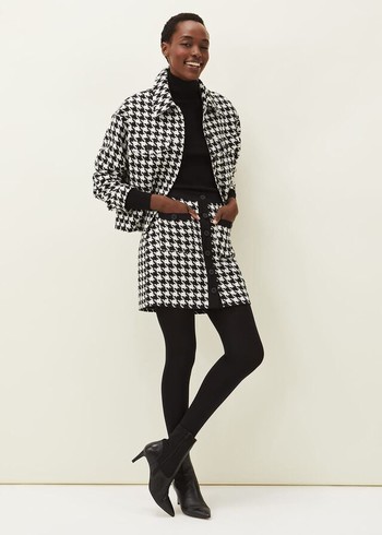 Phase Eight Brienna Dogtooth Jackets Black/White USA | 2378094-EN